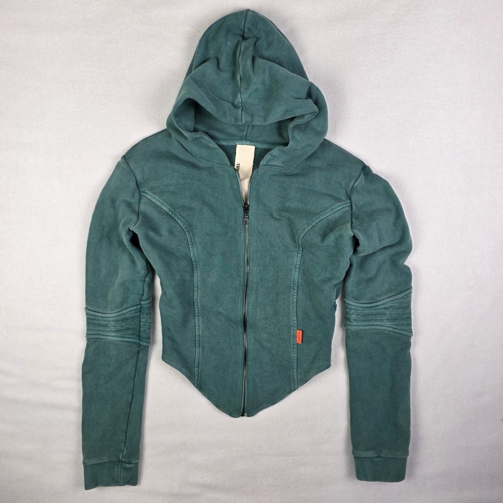 The K Label Tonik Corset Hoodie Womens Medium Green Crop Full Zip Seafoam Kith